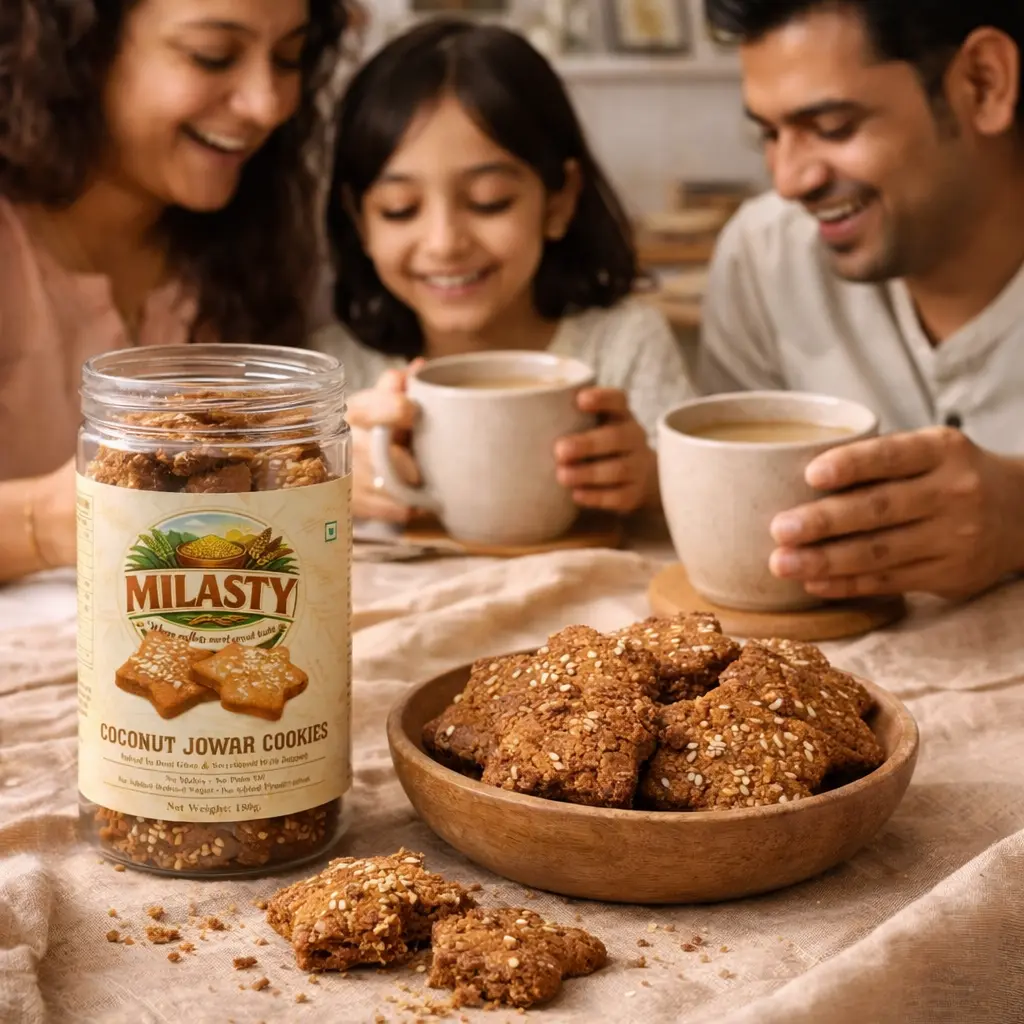 Family tea time with millet cookies
